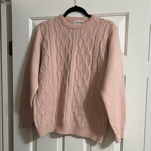 Alfred Dunner Vintage Pink Pearl Long Sleeve Round Neck Sweater Size Medium
